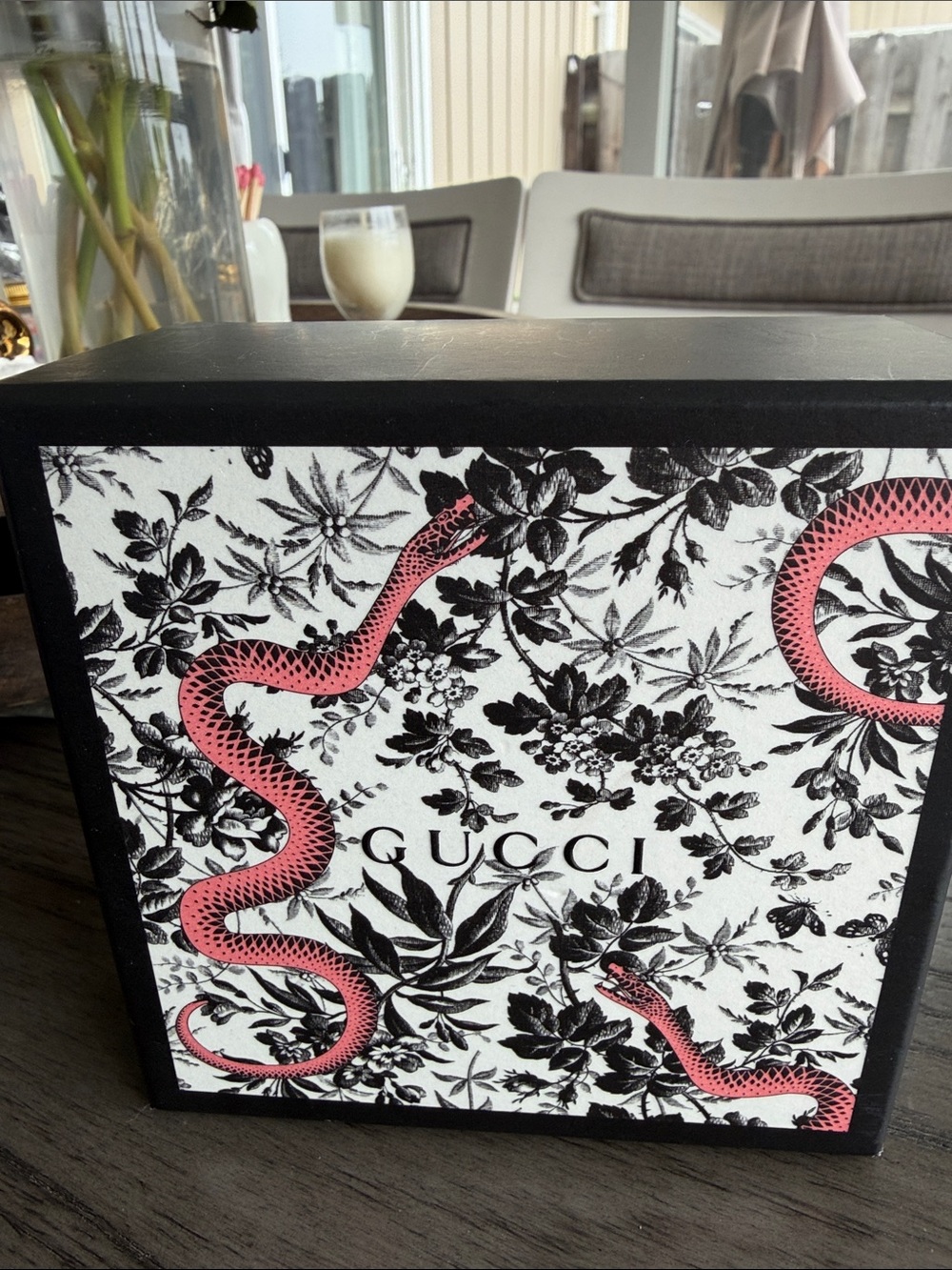 Gucci Black & Pink Snake Floral Decorative Box